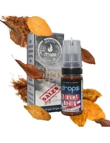 Sales de nicotina Drops American Luxury 10ml, sabor tabaco americano suave y elegante para pod