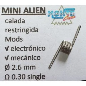 Resistencia artesanal Montecoil Mini Alien 2.6mm 0.30ohm single, bobina para atomizador 2