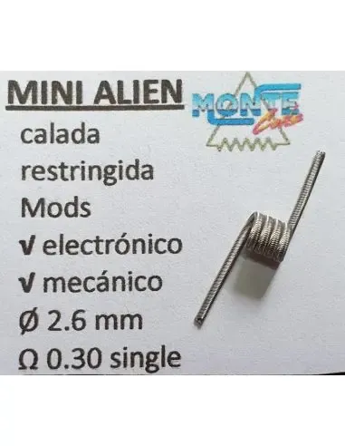 Handgemachter Montecoil Mini Alien 2,6 mm 0,30 Ohm Einzelspule, Spule für Verdampfer