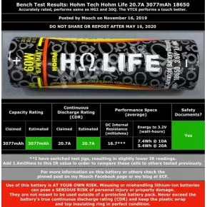 Bateria Hohm Life 18650 3015mAh, célula de lítio de alta capacidade para mod de vaping 2