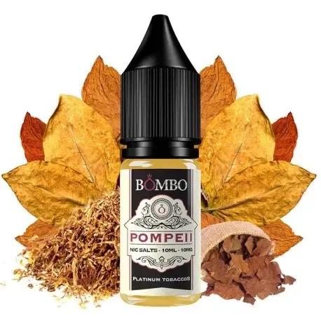 Bombo Platinum Pompeii Tobacco 10ml de sais de nicotina, sabor intenso e fumado a tabaco