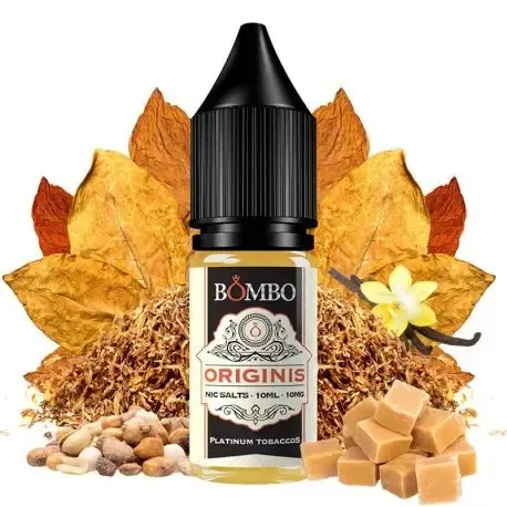 Bombo Platinum Originis Tabaco 10ml de sais de nicotina, sabor clássico e refinado de tabaco