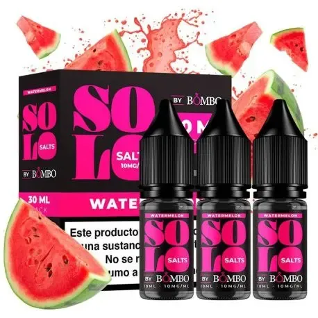 Solo Salts by Bombo Watermelon nicotine salts, pack 3x10ml sweet and juicy watermelon flavor