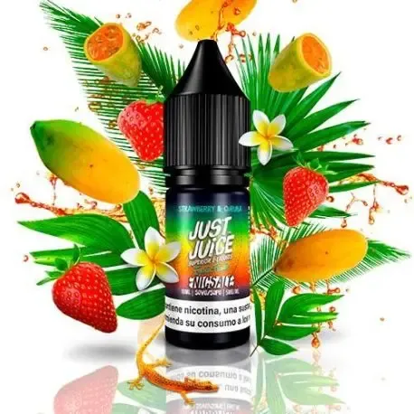 Sais de nicotina Just Juice sabor exótico de morango e curuba 10ml, morango e curuba tropical