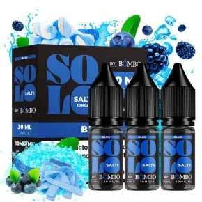 Sal Solo da Bombo Blue sais de nicotina 20mg, embalagem de 3x10ml sabor fruta azul