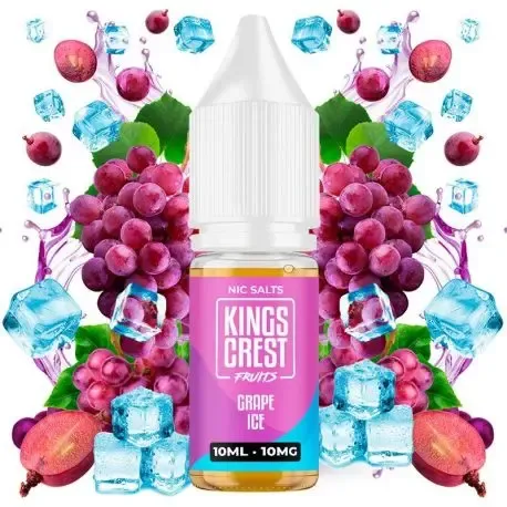 King's Crest Grape Ice 10ml 20mg de sais de nicotina, sabor a uva frio e refrescante