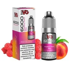 Sales de nicotina IVG 6000 Raspberry Peach Bliss 10ml 20mg Nicotine Salts 10ml, frambuesa y melocotón