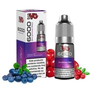 Sales de nicotina IVG 6000 Berrylicious Fusion 10ml 20mg Nicotine Salts 10ml, mezcla de frutos rojos intensa