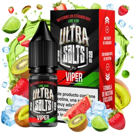 Sales de nicotina Ultra Salts Watermelon Strawberry Kiwi Lime 10ml Viper Nicotine Salts 10ml, mezcla de sandía fresa kiwi y lima