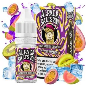 Sais de nicotina Alpaca Kiwi Paixão Gelo de Goiaba 10ml Sais de Nicotina 10ml, Kiwi maracujá e goiaba com gelo