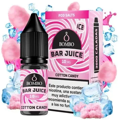 Sumo de barra de Sais de Nicotina Algodão de Açúcar Gelo 10ml Bombo Sais de Nicotina 10ml, sabor algodão doce com gelo 10mg