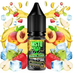 Pêra, Pêssego e Morango 10ml mstq juice Sais de Nicotina 10ml, mistura de pêra, pêssego e morango com gelo