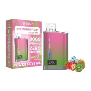 Cápsula descartável Balmy Crystal Power Strawberry Kiwi Zero Nicotine 8000 Puffs Brooklyn Pods sabor de morango kiwi sem nicotin