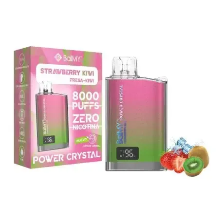 Pod desechable Balmy Crystal Power Strawberry Kiwi Zero Nicotine 8000 Puffs Brooklyn Pods sabor fresa kiwi sin nicotina