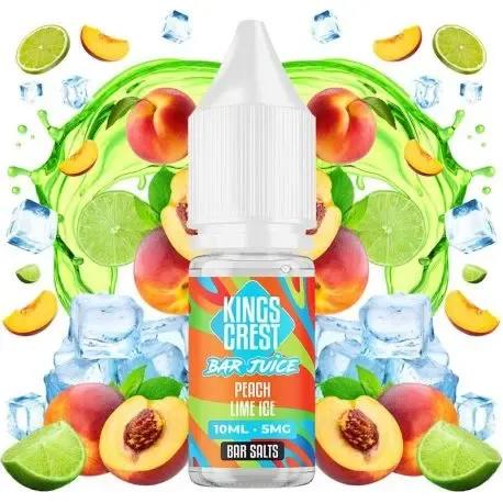 Sales de nicotina Bar Juice Peach Lime Ice 10ml Kings Crest Nicotine Salts 10ml, sabor melocotón con lima y toque ice