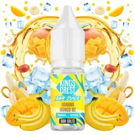 Bar Juice Banana Mango Ice 10ml Kings Crest Nicotine Salts 10ml, banana and mango flavor with an ice touch