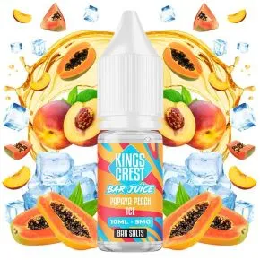 Sales de nicotina Bar Juice Papaya Peach Ice 10ml Kings Crest Nicotine Salts 10ml, sabor papaya y melocotón con toque ice
