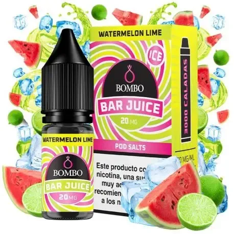 Sales de nicotina Bar Juice Watermelon Lime Ice 10ml Bombo Nicotine Salts 10ml, sabor sandía, lima y toque ice