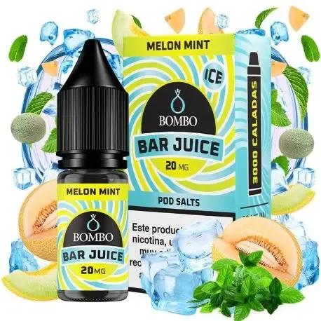 Sal de Nicotina Sumo de Barra de Melão com Hortelã 10ml Bombo Sais de Nicotina 10ml, sabor melão com hortelã e gelo de toque