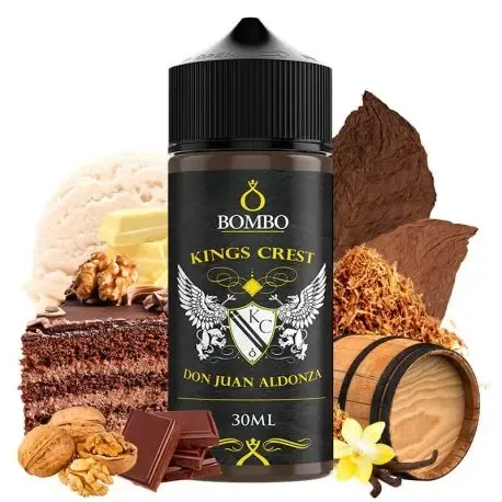 Don Juan Aldonza Longfill Longfill Aroma Bombo & Kings Crest 30ml Longfill 30ml, sabor doce como sobremesa gourmet