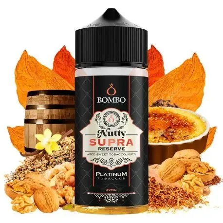 Longfill Aroma Bombo Supra Reserve Nutty 30ml, aroma torrado e cremoso de frutos secos para vaporizar diariamente