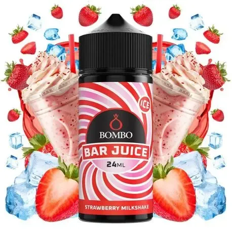 Aroma Longfill Bar Juice Strawberry Milkshake Ice Bombo 24ml, aroma cremoso de fresa con frescor mentolado