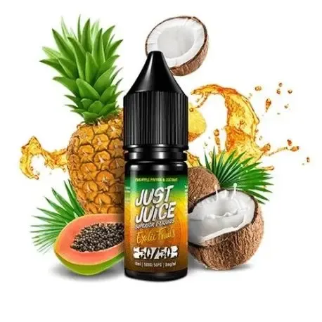 Exotic Papaya, Pineapple & Coconut Just Juice 10ml, liquido intenso con notas tropicales para vapeo diario