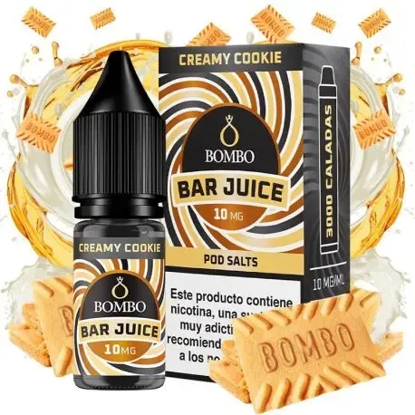 Nikotinsalze Bombo Bar Juice Creamy Cookie 10ml 10mg, intensiver Keksgeschmack mit Sahne zum täglichen Dampfen