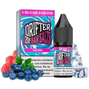 Sais de nicotina Drifter Bar Juice Mad Blue 10ml, sabor intenso de mirtilo e frutos vermelhos para vaporizar diariamente