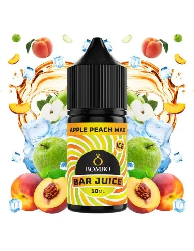minilongfill bombo manzana y melocoton 10ml, bote frontal con frutas
