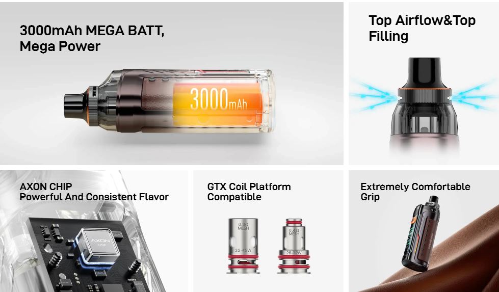VAPORESSO Armour G Kit con bater&iacute;a de larga duraci&oacute;n y carga r&aacute;pida